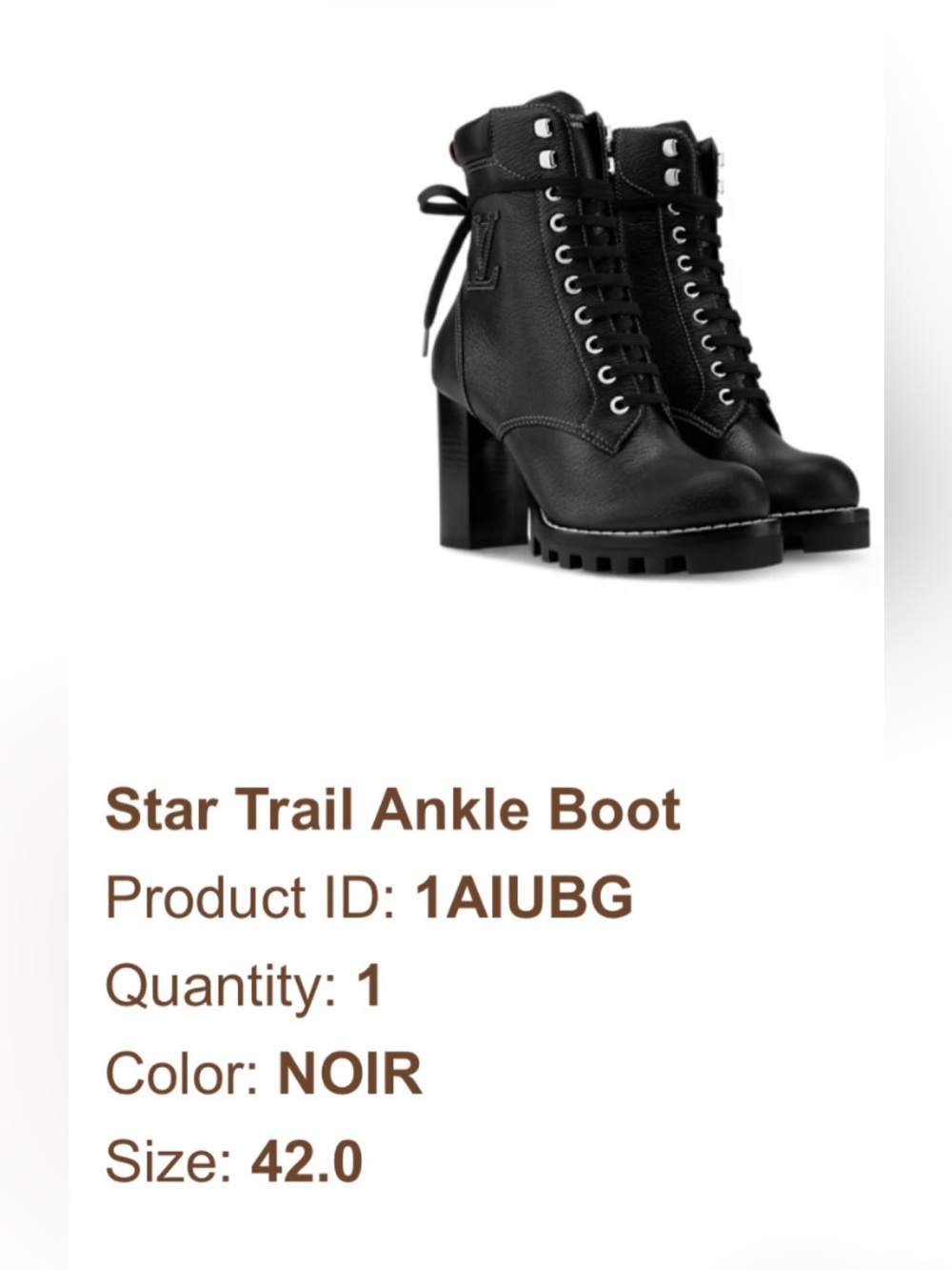 Louis Vuitton Black Lace-Up Lug Heel Ankle Boots